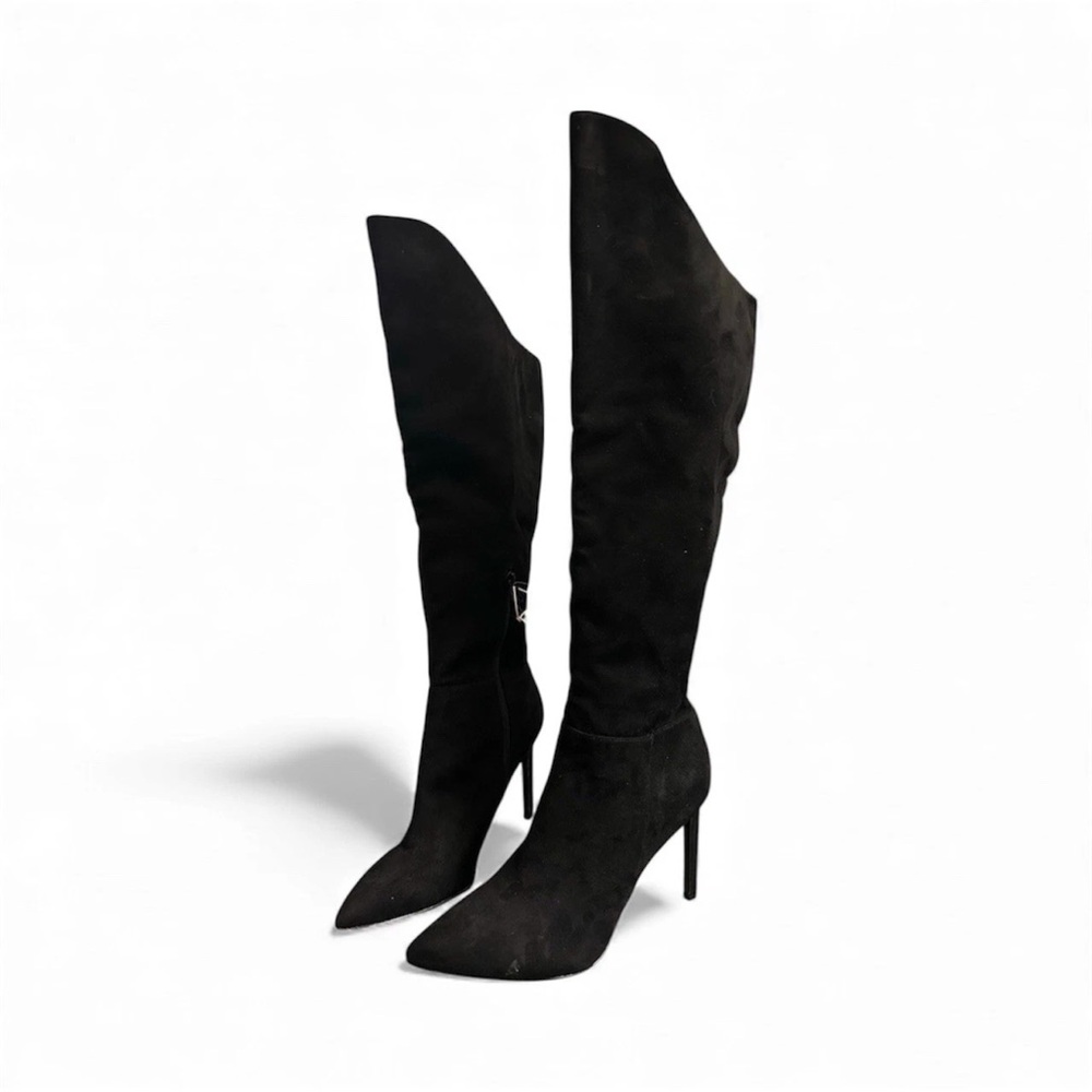NEW! Nine West Teleena Over The Knee Stiletto Winter Boots Faux Suede Black 8.5
